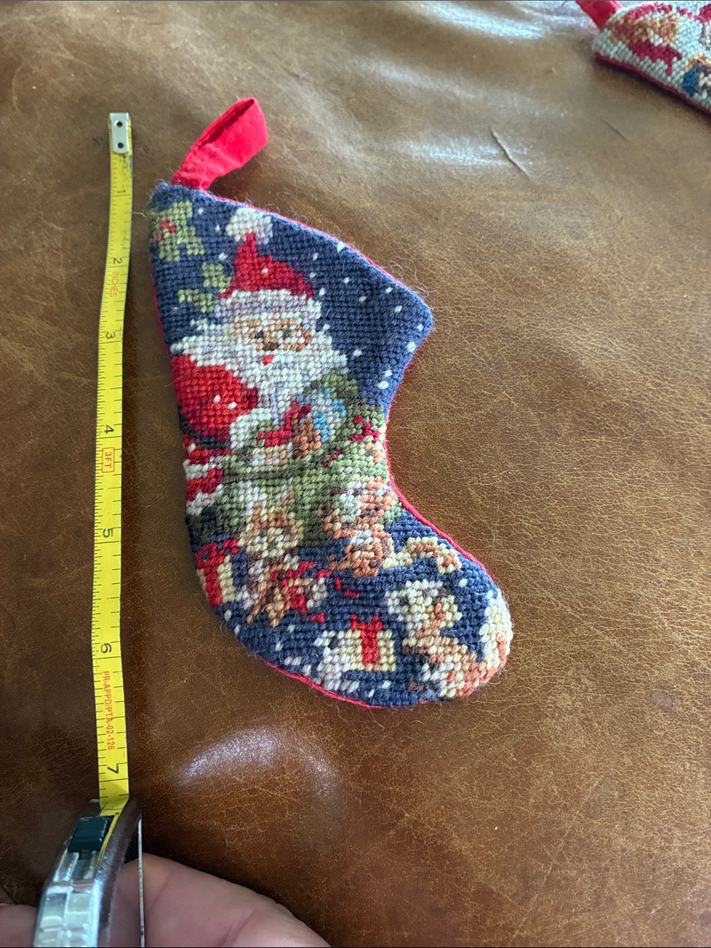 Pair of Small needle point stockings - Picture 3 of 4